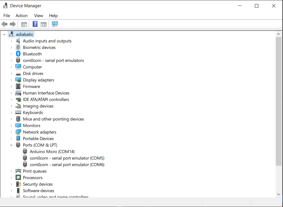 arduino serial port settings